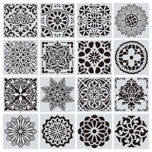 Load image into Gallery viewer, 16pcs15*15 Painting Stencil DIY Drawing Mandala style Laser Cut Wall Stencil Painting for Wood Floor Tiles Fabric Template